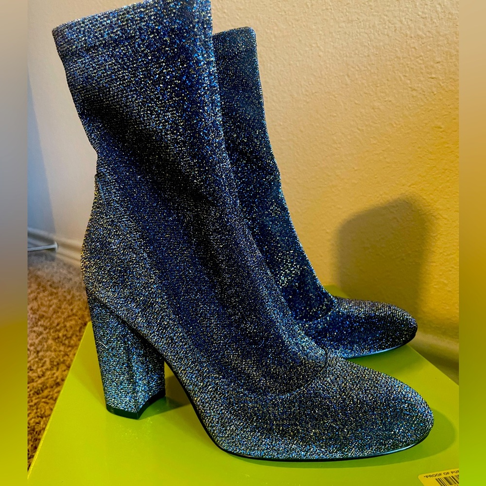 Glitter blue/gold boots